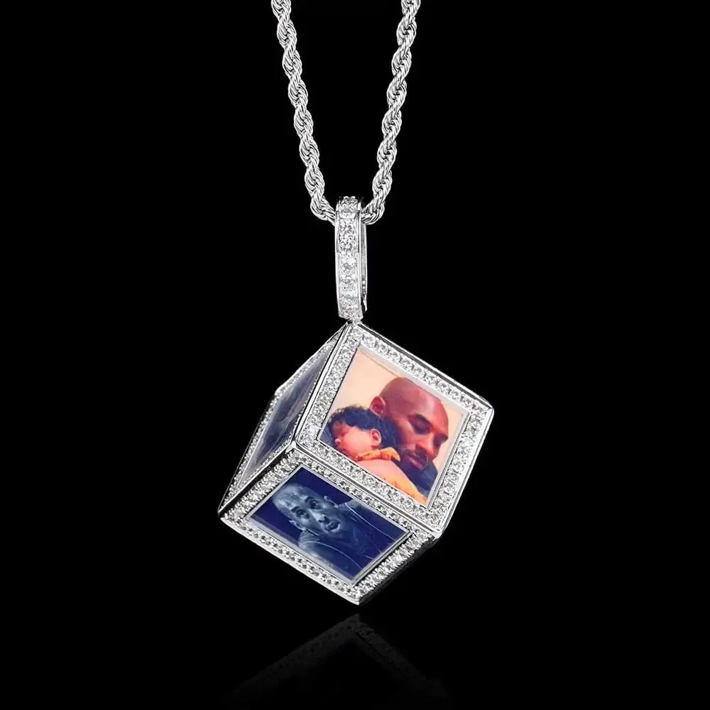 Personalized Custom Memory Six-Side Cube Photo Pendant For Necklace