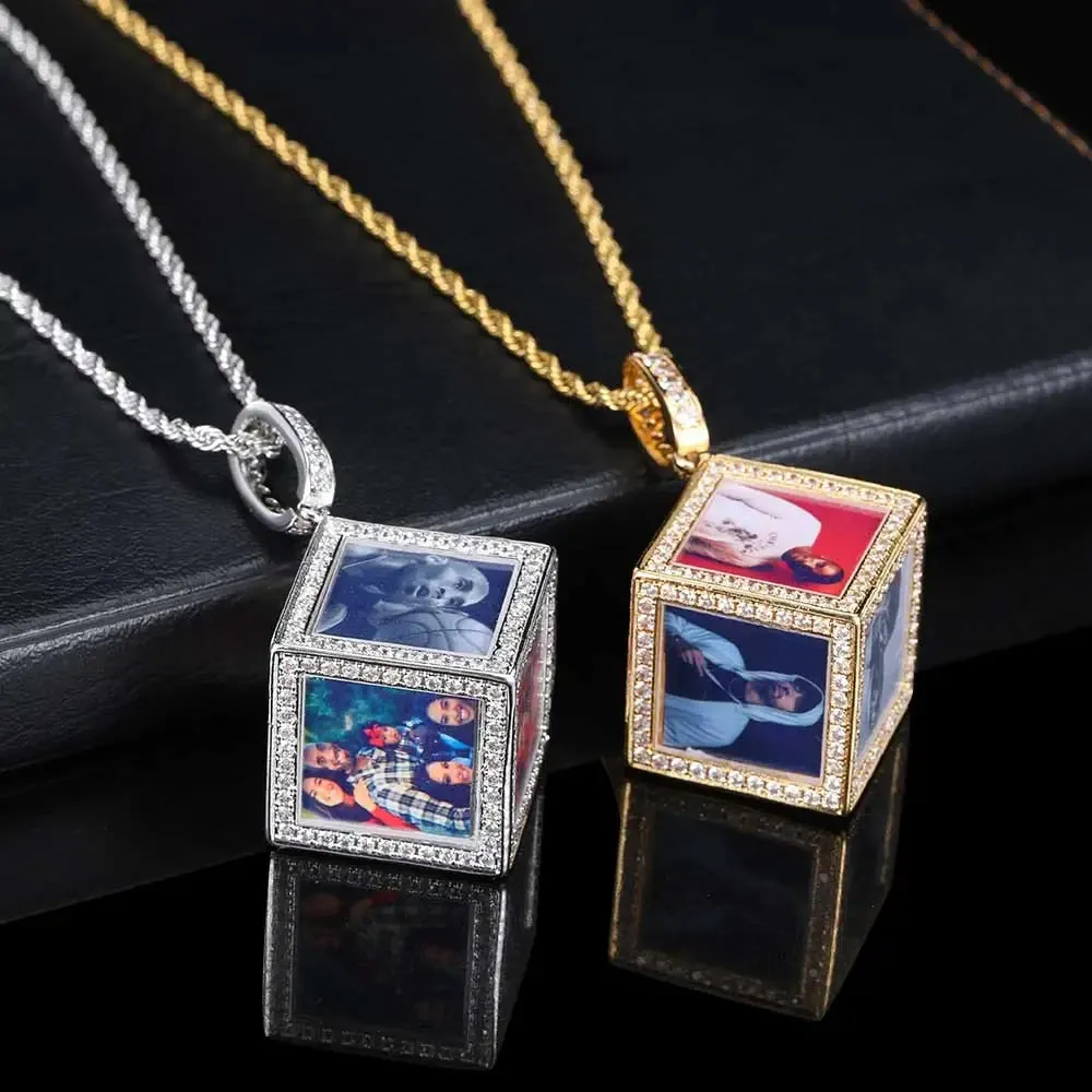 Personalized Custom Memory Six-Side Cube Photo Pendant For Necklace