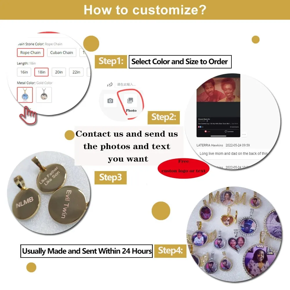 Personalized Custom Memory Six-Side Cube Photo Pendant For Necklace