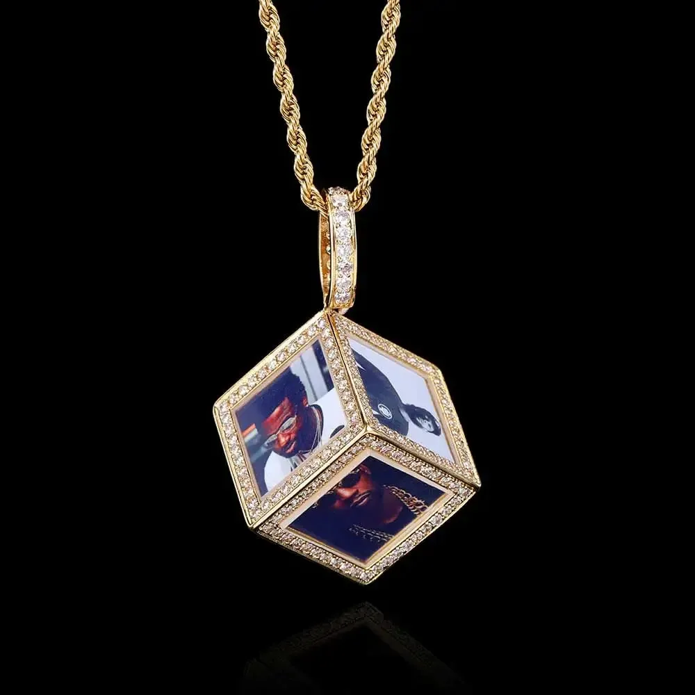 Personalized Custom Memory Six-Side Cube Photo Pendant For Necklace