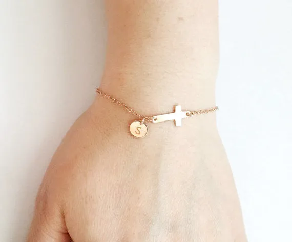 Personalized Monogram Cross Bracelet