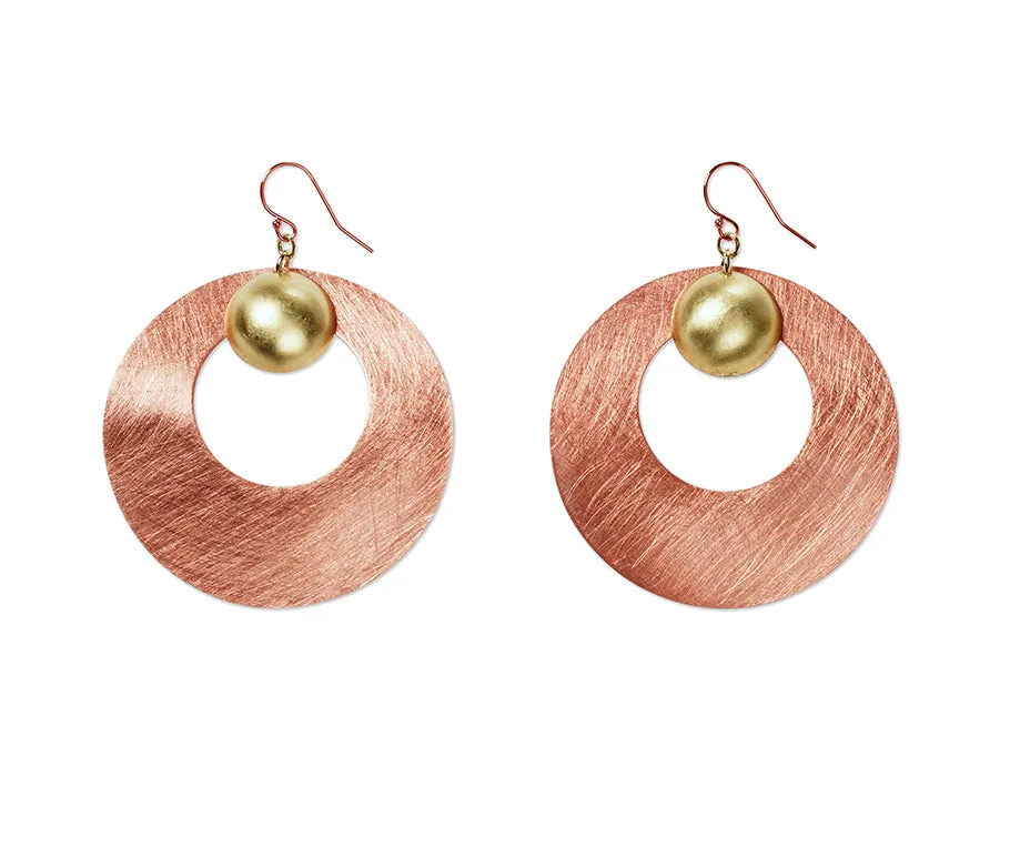 PETAL Round Disc Mixed Metal Metal Dangle Earrings from the SCULPTURAL Collection