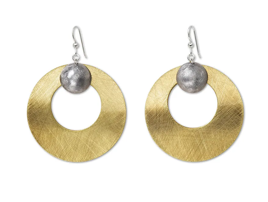 PETAL Round Disc Mixed Metal Metal Dangle Earrings from the SCULPTURAL Collection