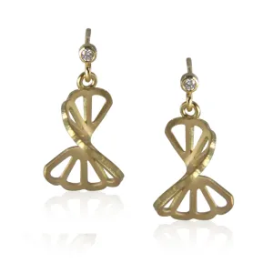 petite cloud fold earrings in 18k gold with diamonds