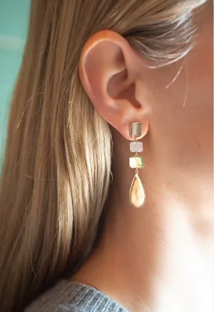Petite Solid Gold and Diamond Geometric Dangles