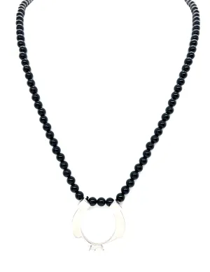 Petunia with Onyx and Vintage Horseshoe Pendant