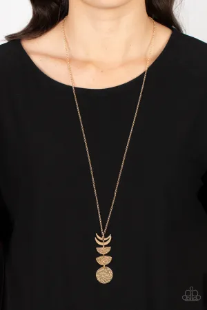 Phase Out - Gold - Moon Paparazzi Long Necklace