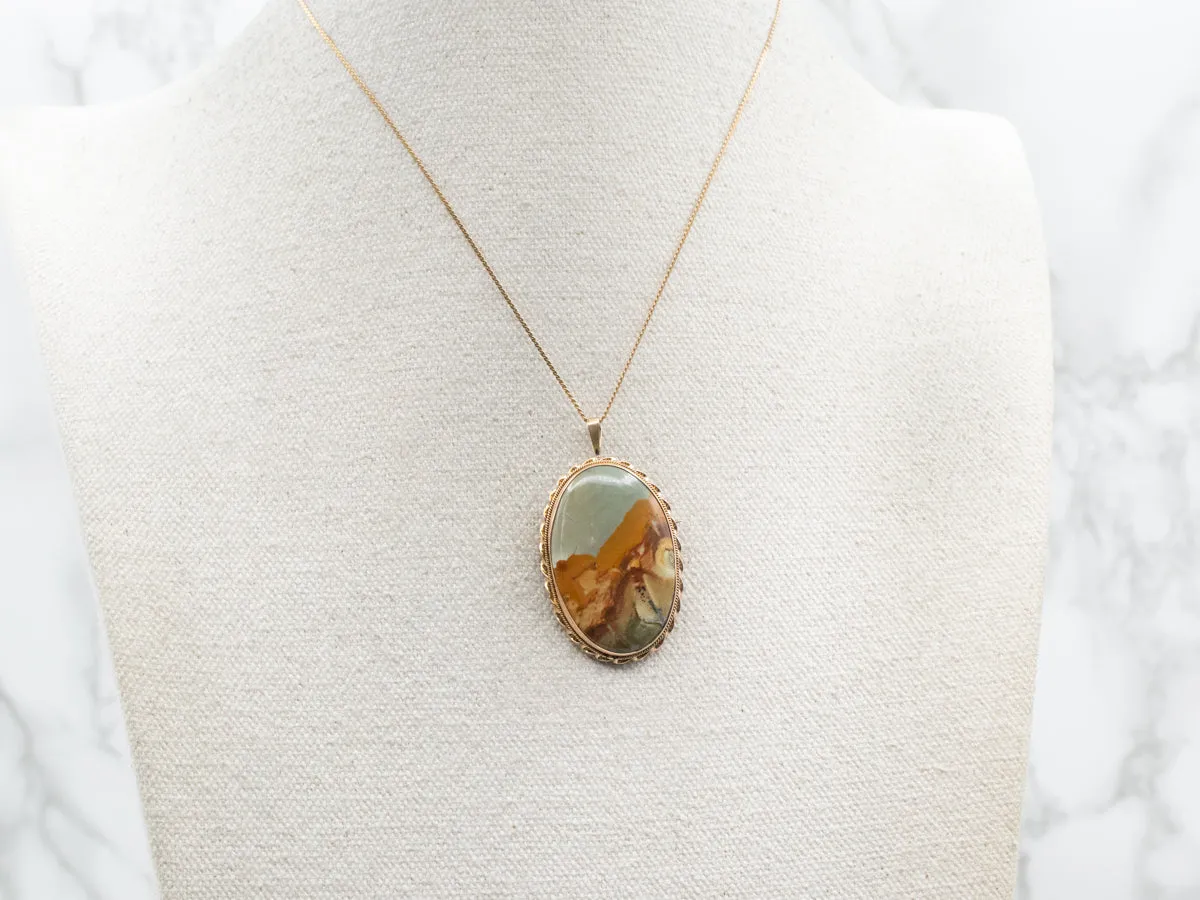 Picture Jasper Brooch or Pendant with Twisted Frame
