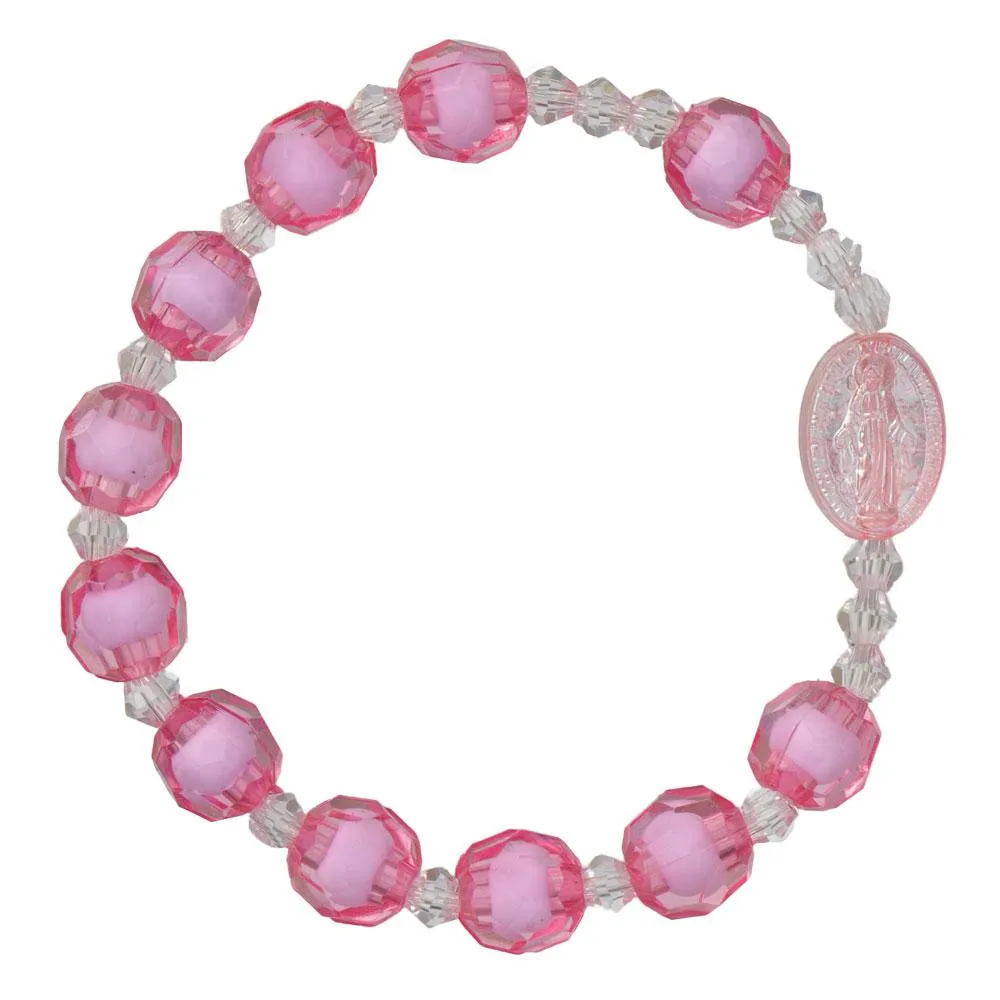 Pink Acrylic Children’s Rosary Bracelet (8mm)