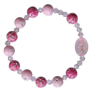 Pink Flower Acrylic Children’s Rosary Bracelet (8mm)