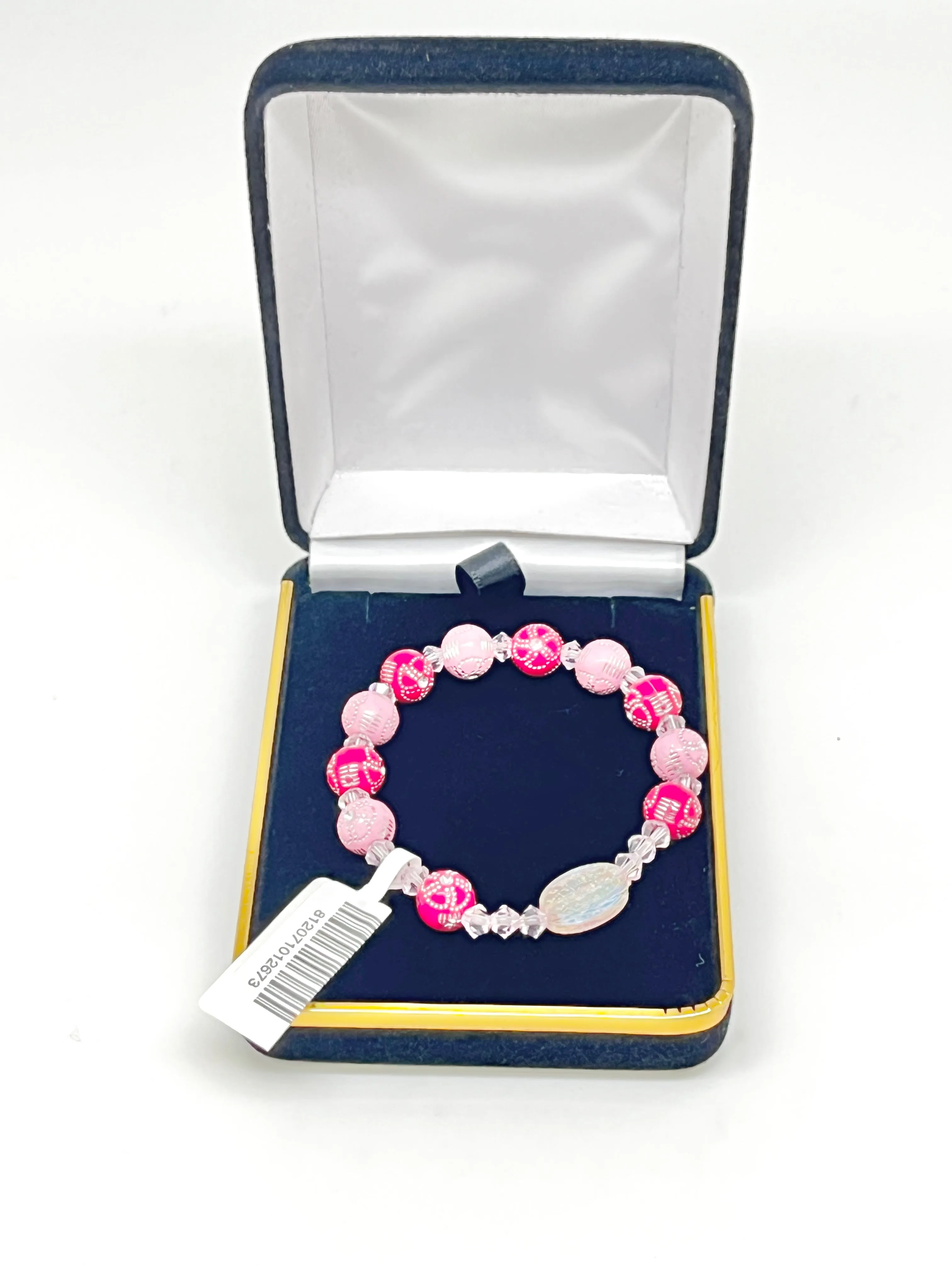 Pink Flower Acrylic Children’s Rosary Bracelet (8mm)