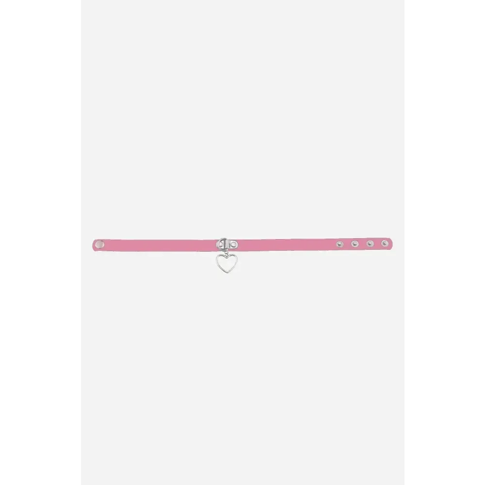 Pink Heart Charm Choker Necklace for Kawaii Pastel Aesthetic Style