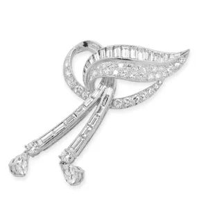 Platinum Vintage Diamond Ribbon Pin