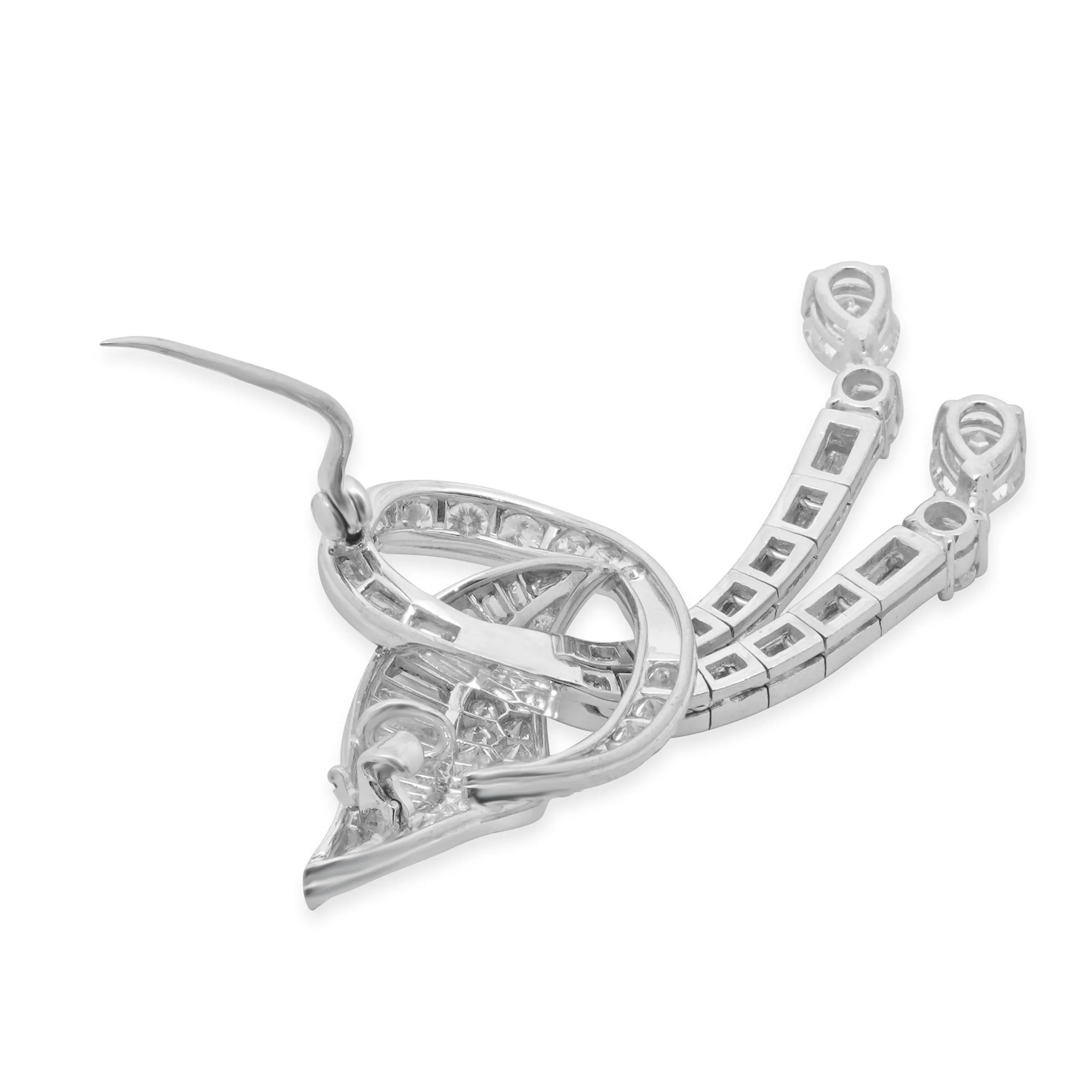 Platinum Vintage Diamond Ribbon Pin