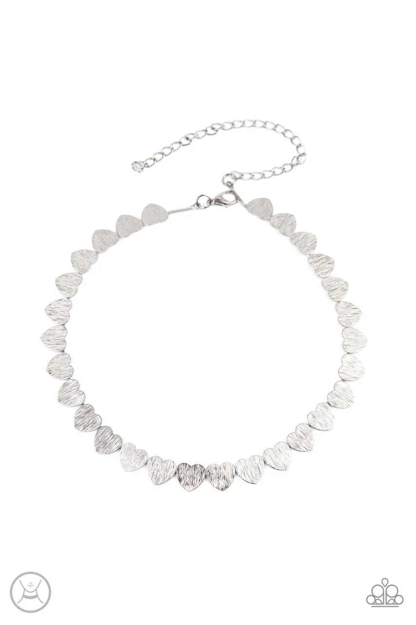 Playing HEART to Get Silver Paparazzi Choker Necklace