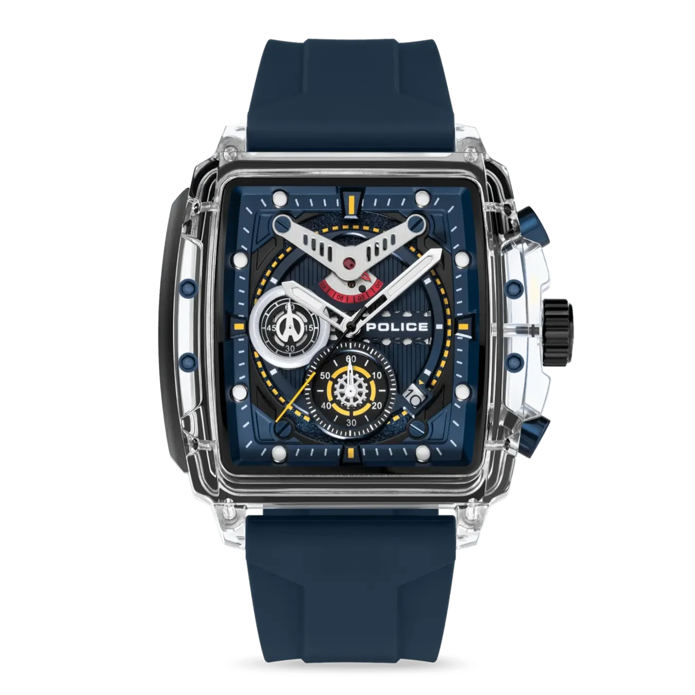 Police Clout Gents Blue Dial Blue Silicon Strap Watch