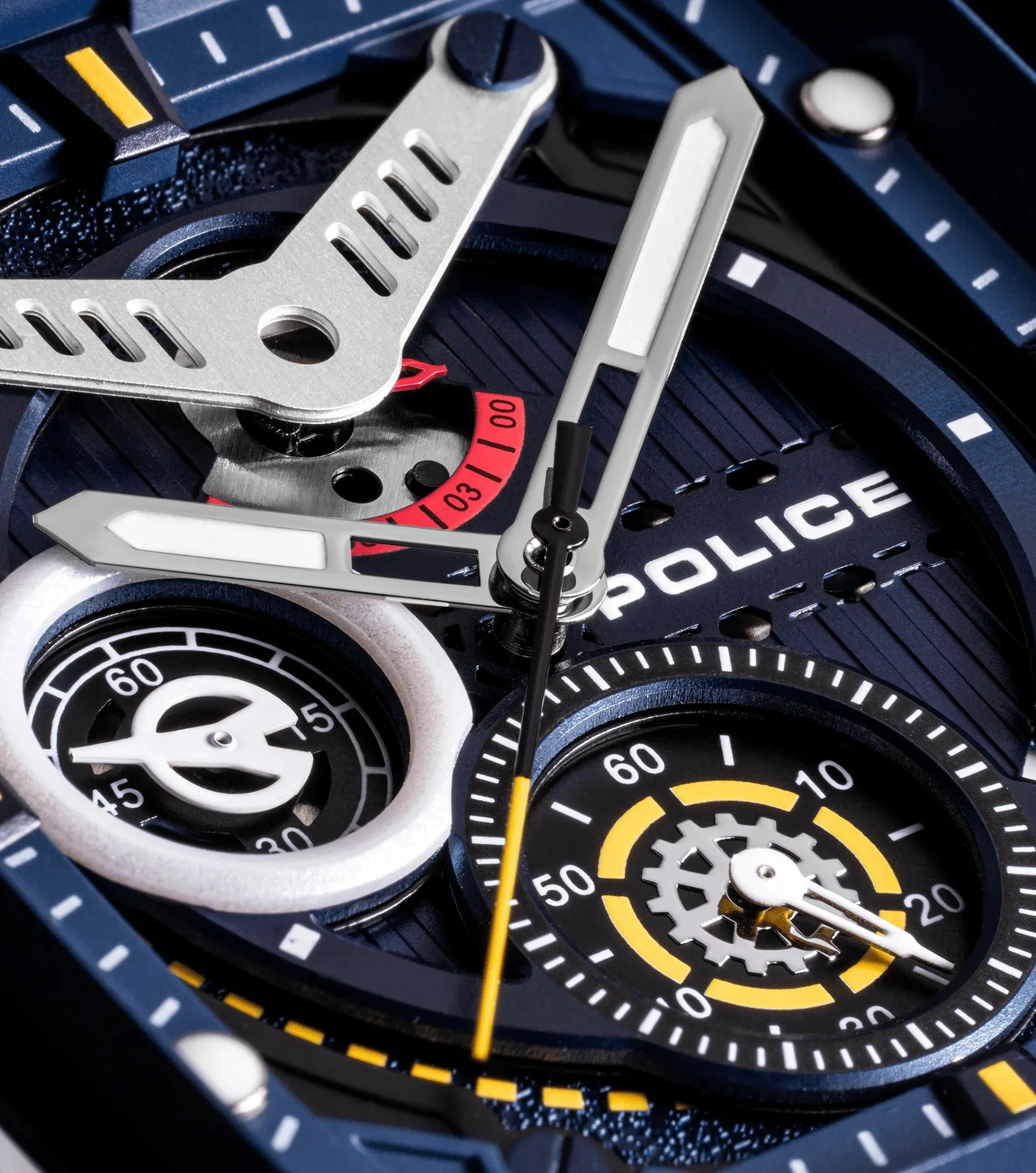 Police Clout Gents Blue Dial Blue Silicon Strap Watch