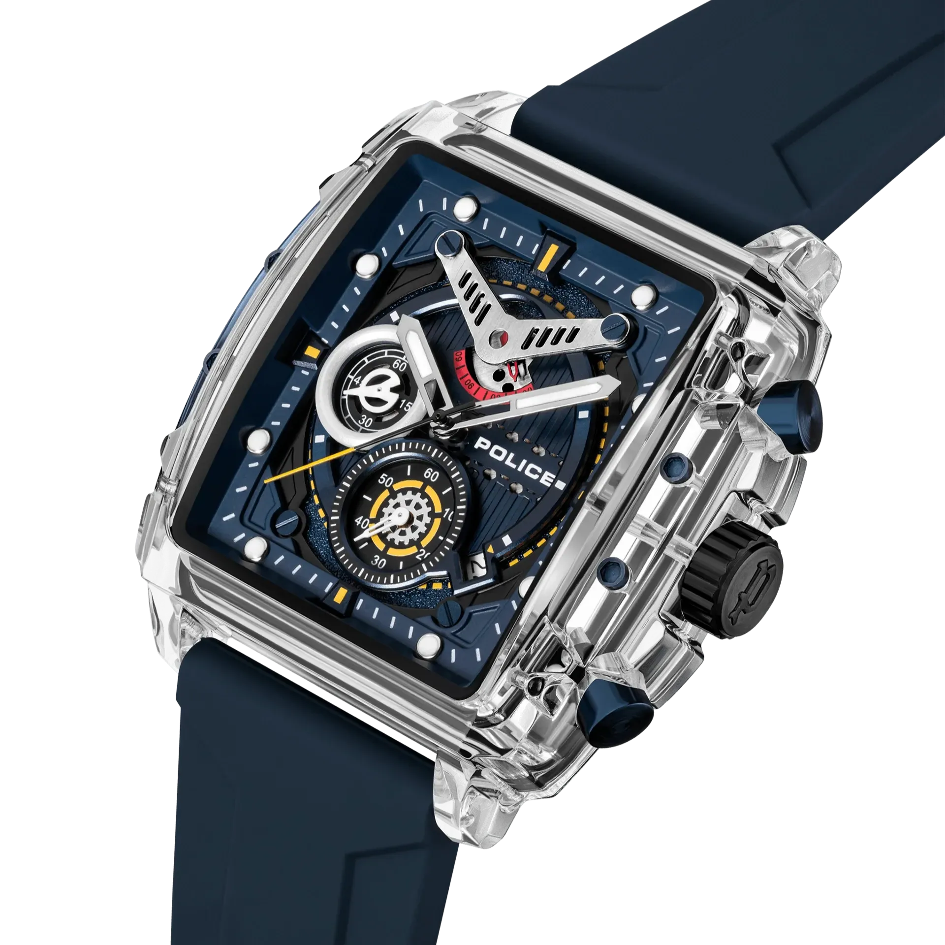Police Clout Gents Blue Dial Blue Silicon Strap Watch