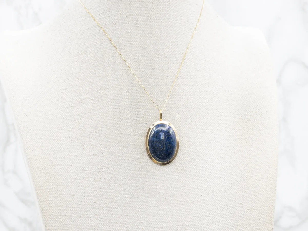 Polished Gold Lapis Lazuli Brooch or Pendant