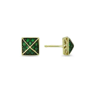 Possibility Pavé Stud Earring - 18K Gold Vermeil   CZ Vert