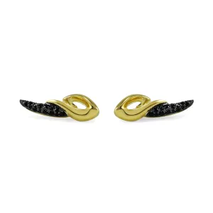 Promise Pavé Contour Earring - 18K Gold Vermeil   CZ Noir