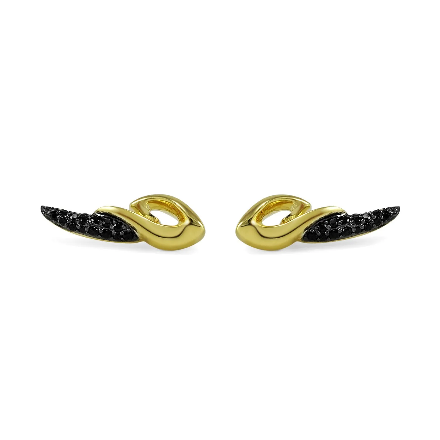 Promise Pavé Contour Earring - 18K Gold Vermeil   CZ Noir