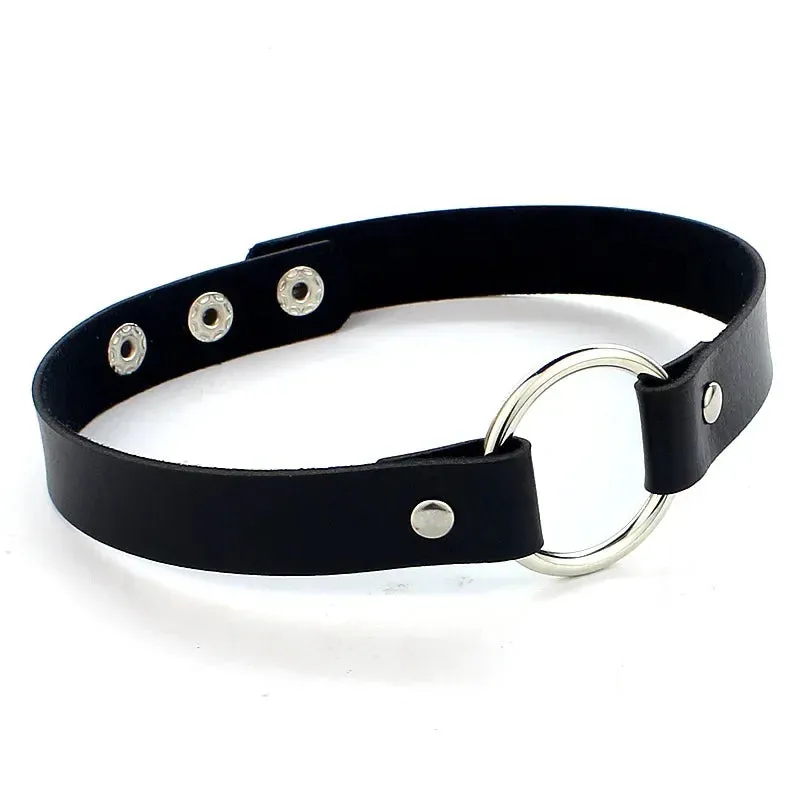 Punk Rock Gothic PU Leather Necklace Heart Round Spike Rivet Collar Studded Choker Chain Necklace