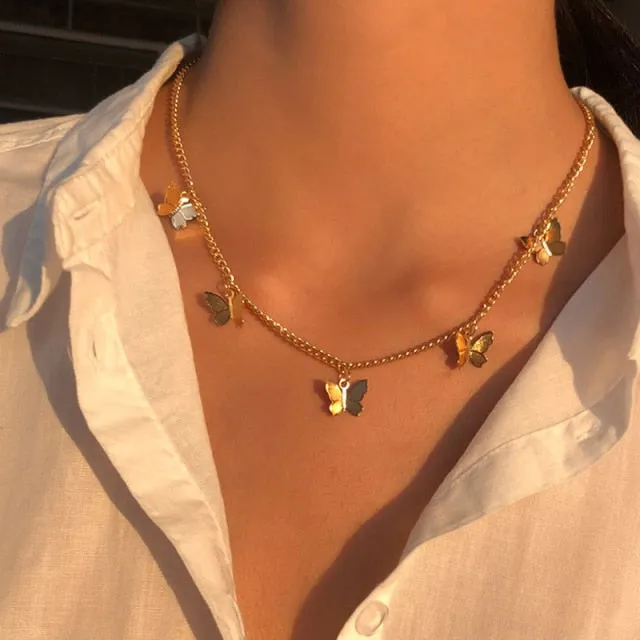 Punk Style Butterfly Choker Necklace