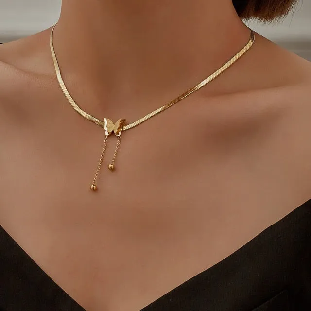 Punk Style Butterfly Choker Necklace