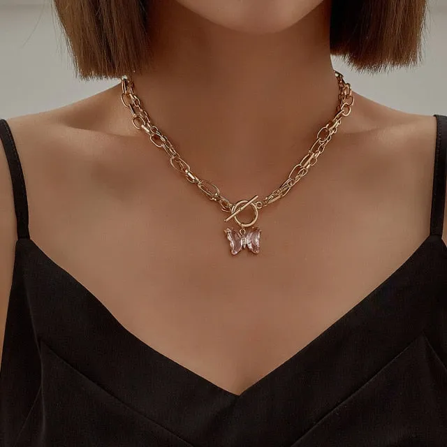 Punk Style Butterfly Choker Necklace