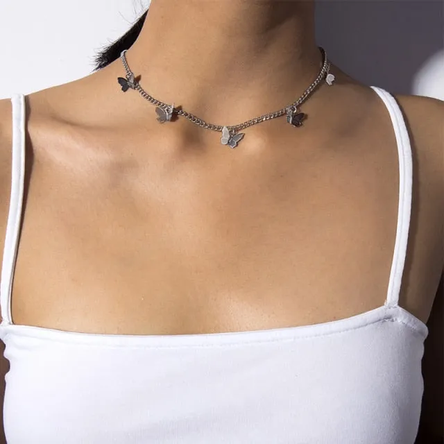 Punk Style Butterfly Choker Necklace