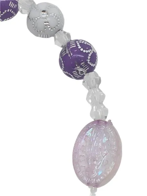 Purple Flower Acrylic Children’s Rosary Bracelet (8mm)
