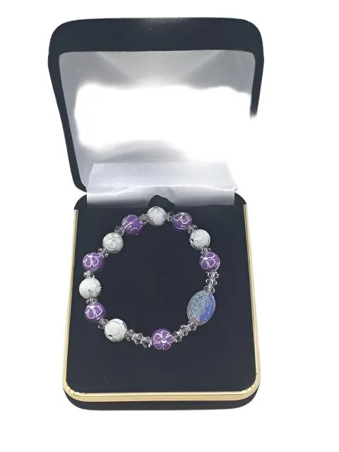 Purple Flower Acrylic Children’s Rosary Bracelet (8mm)