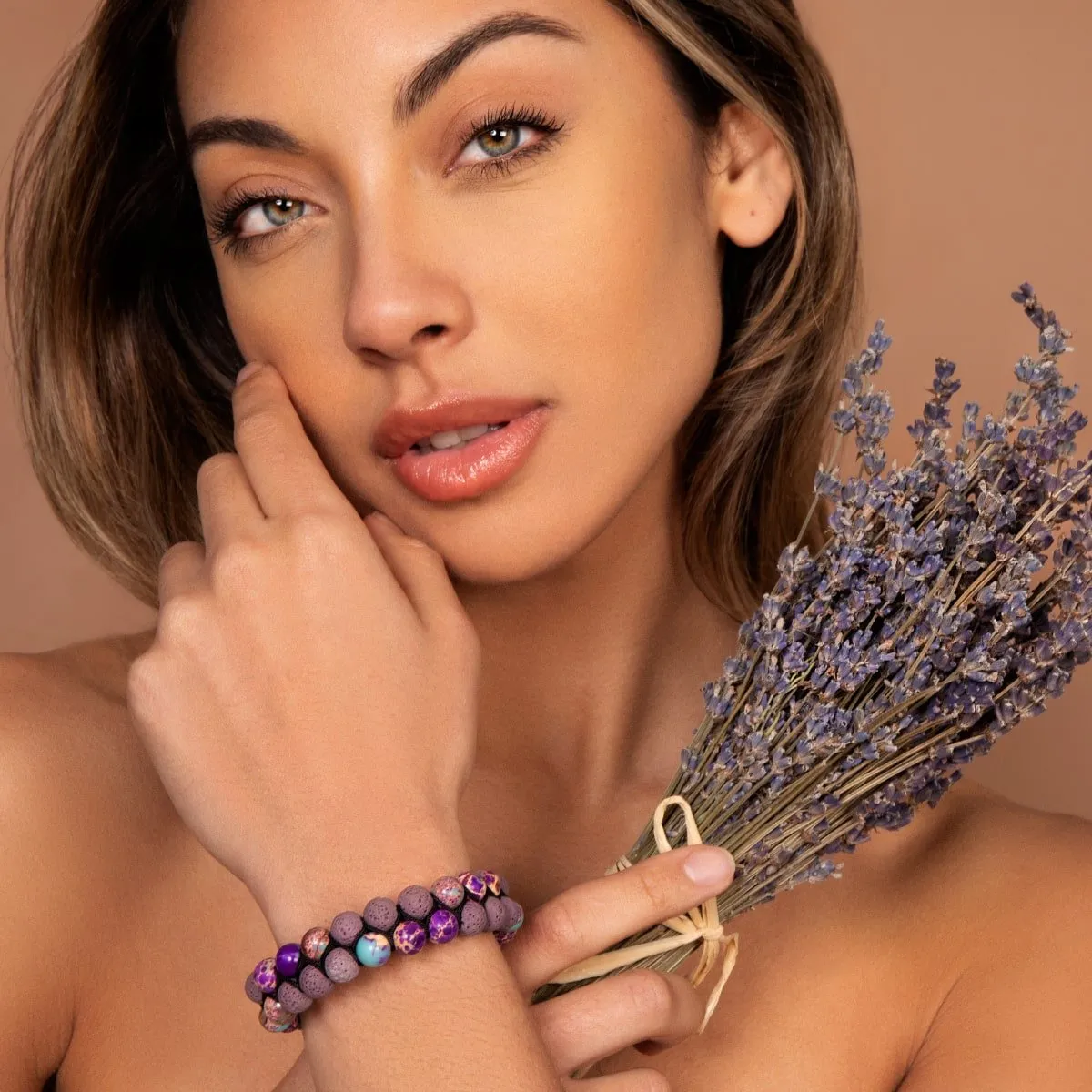 Purple Oceanic Jasper | Gunmetal | Lava Rock Diffuser Bracelet