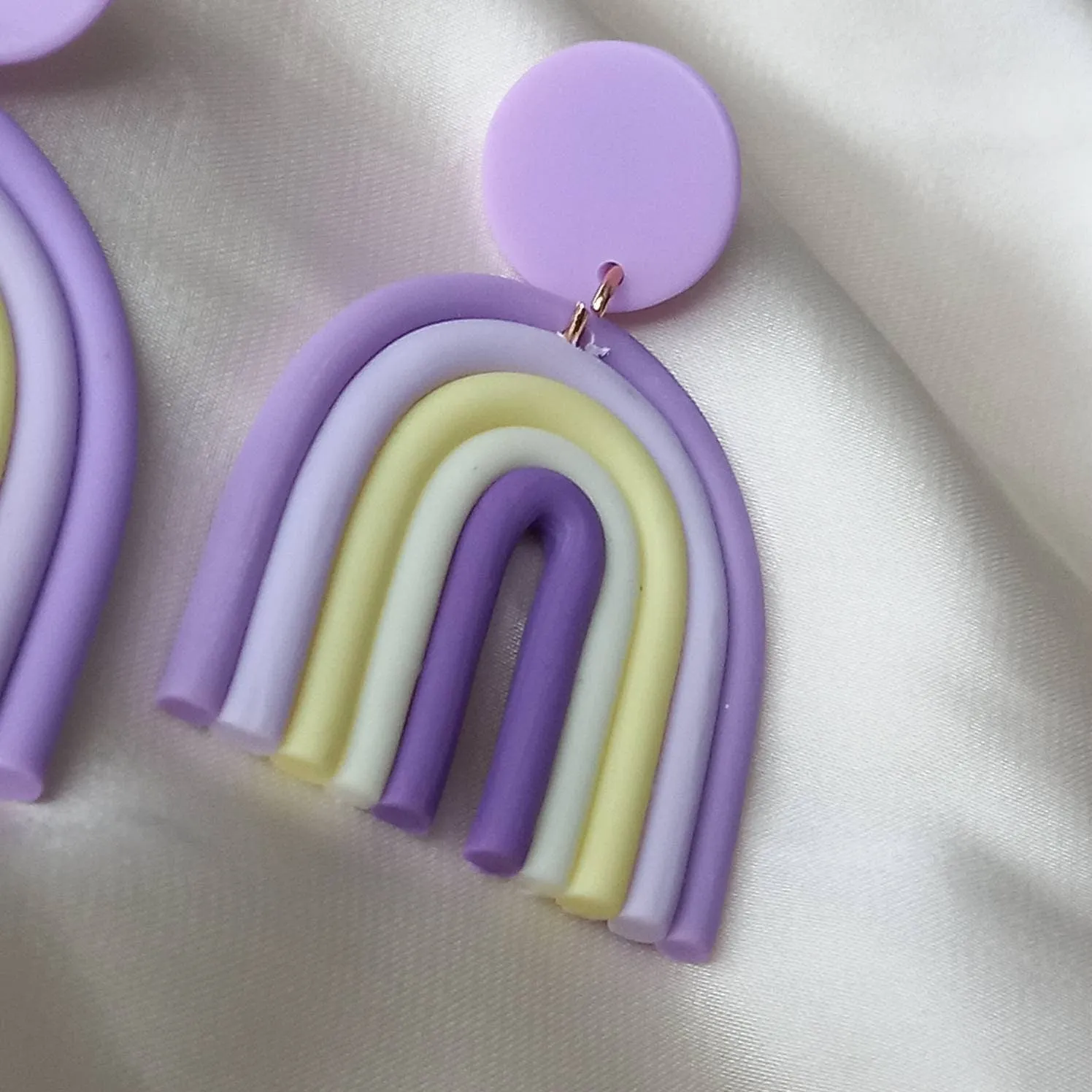 Purple Rainbow Charm Drop Earrings - Abstract Rainbow Earrings, Purple Earrings, Abstract Earrings, Hanging Jewellery,Statement Accessories