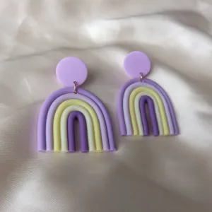 Purple Rainbow Charm Drop Earrings - Abstract Rainbow Earrings, Purple Earrings, Abstract Earrings, Hanging Jewellery,Statement Accessories