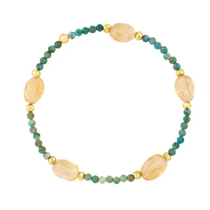 Pyrite's Booty Bracelet in Turquoise and Smooth Oval Citrine