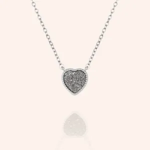 "Amore" Heart Genuine Drusy Pendant Necklace