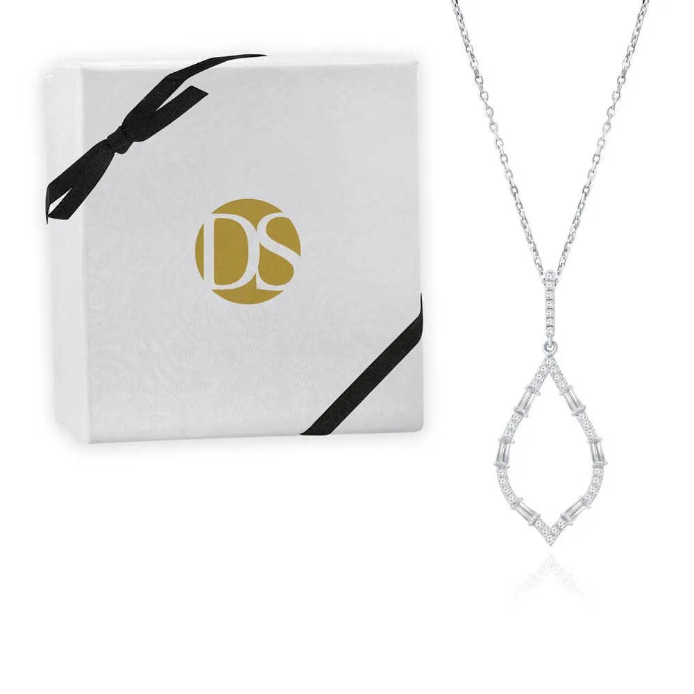 "Moonlight Sparkle" 1.4CTW Baguette Open Marquise Pendant Necklace