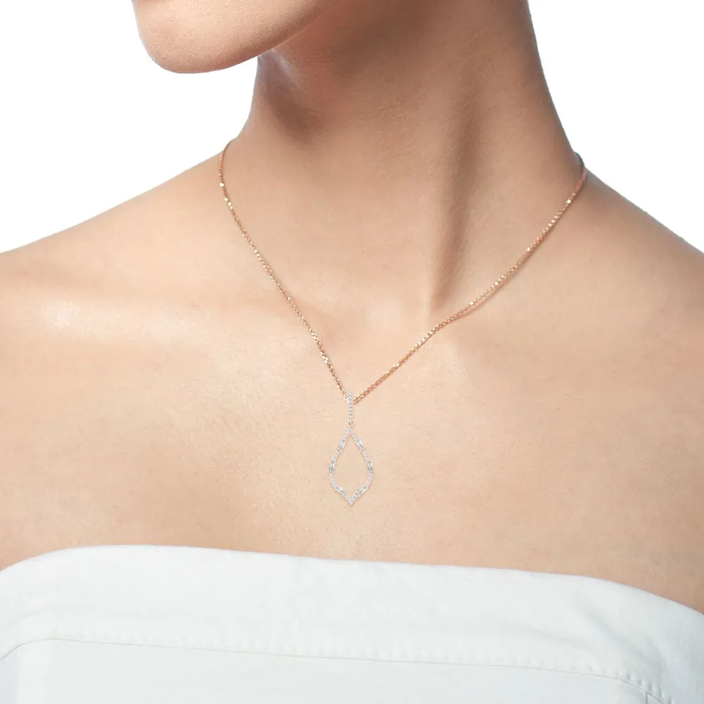 "Moonlight Sparkle" 1.4CTW Baguette Open Marquise Pendant Necklace