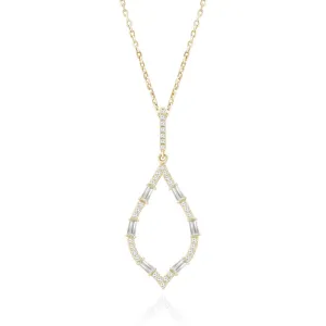 "Moonlight Sparkle" 1.4CTW Baguette Open Marquise Pendant Necklace