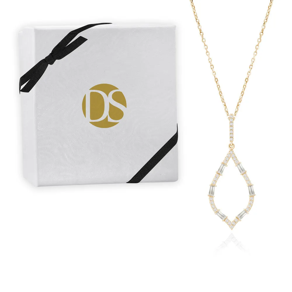"Moonlight Sparkle" 1.4CTW Baguette Open Marquise Pendant Necklace