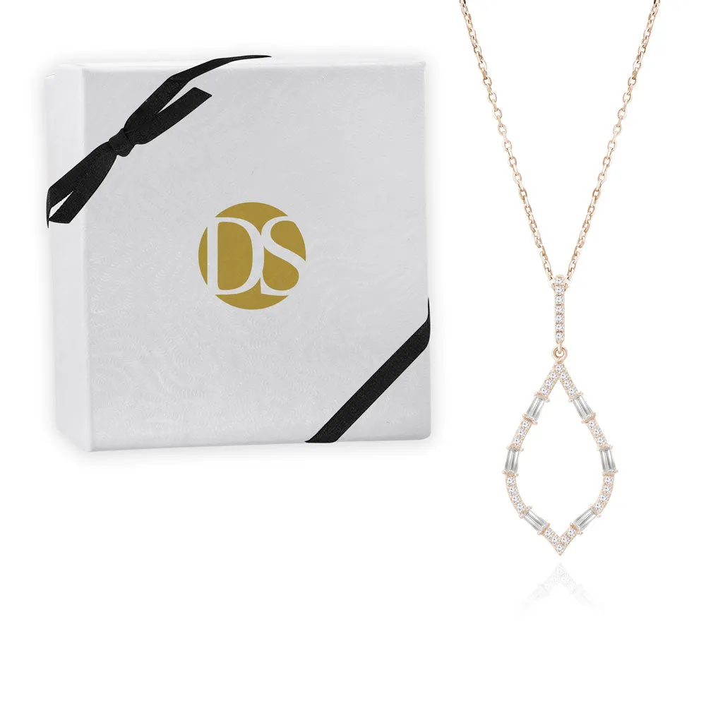 "Moonlight Sparkle" 1.4CTW Baguette Open Marquise Pendant Necklace