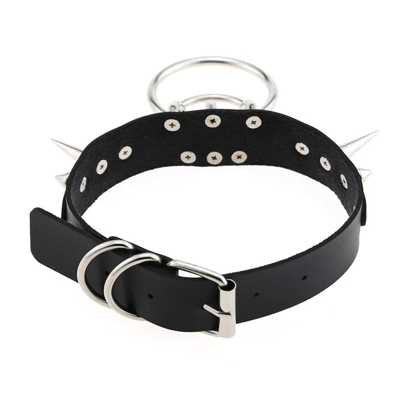 "PU RIVET DOUBLE O" CHOKER D070817