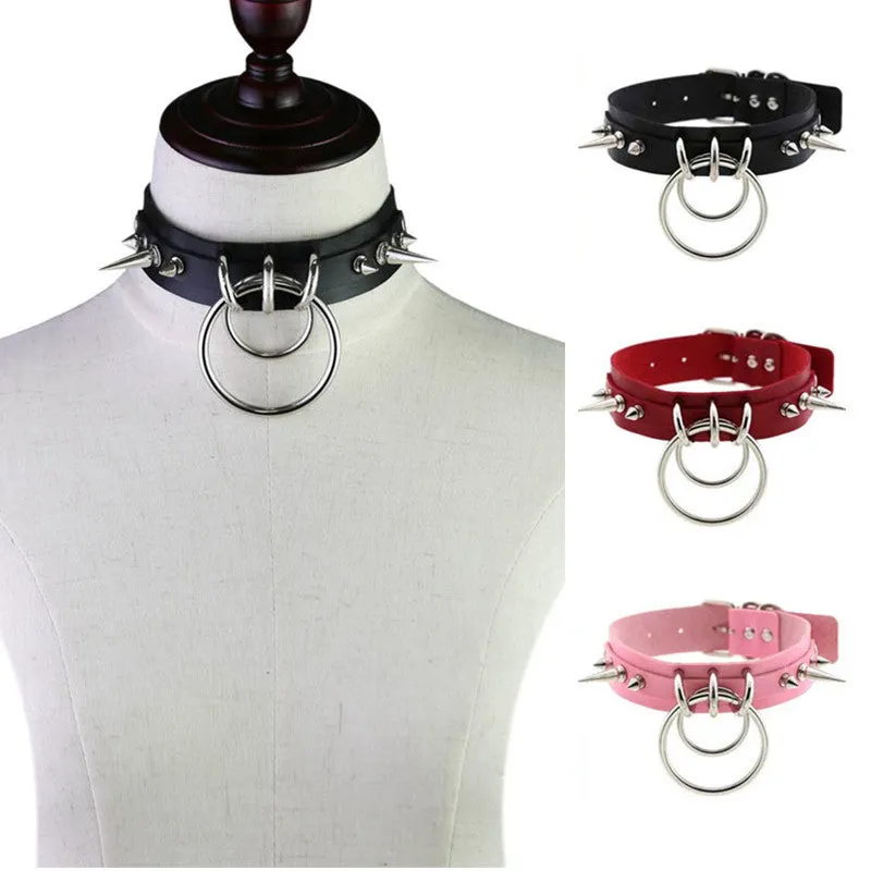 "PU RIVET DOUBLE O" CHOKER D070817