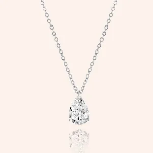 "Signature Shine" 4.2CTW  Pear Cut Solitaire Pendant Necklace