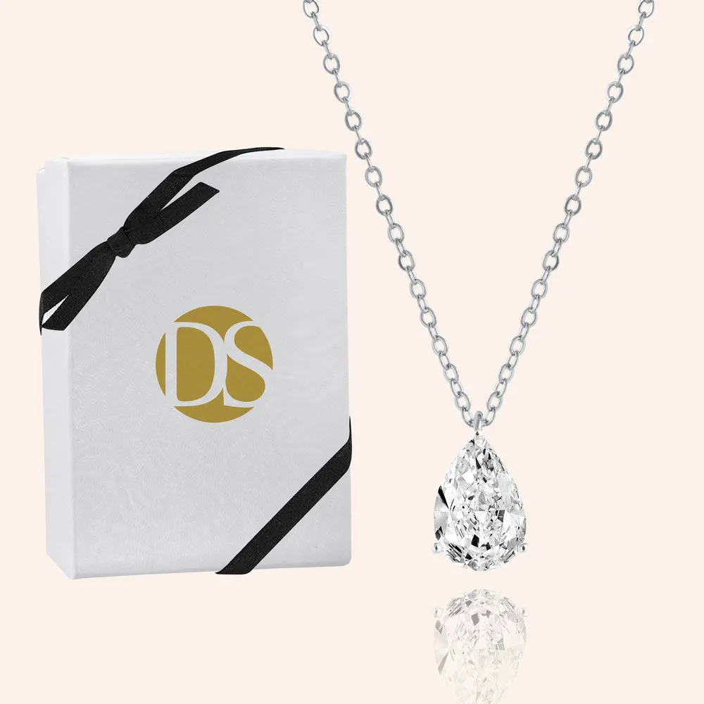 "Signature Shine" 4.2CTW  Pear Cut Solitaire Pendant Necklace