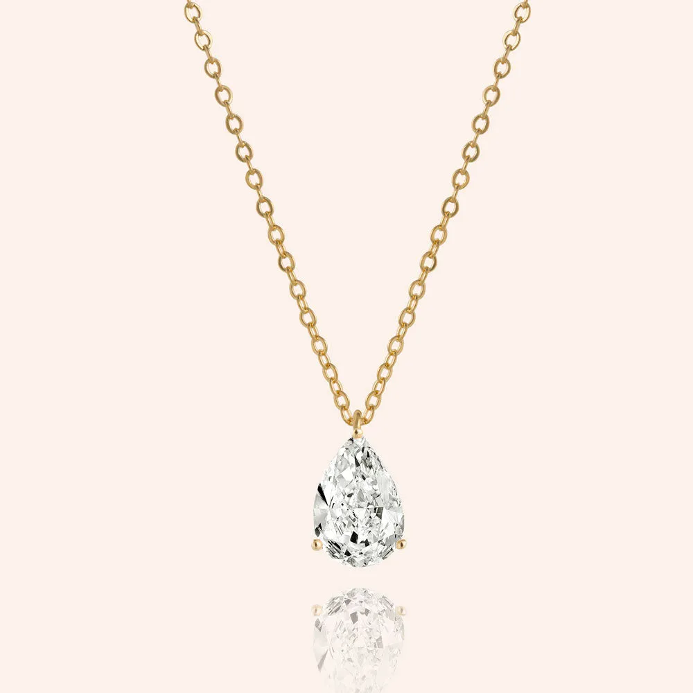 "Signature Shine" 4.2CTW  Pear Cut Solitaire Pendant Necklace