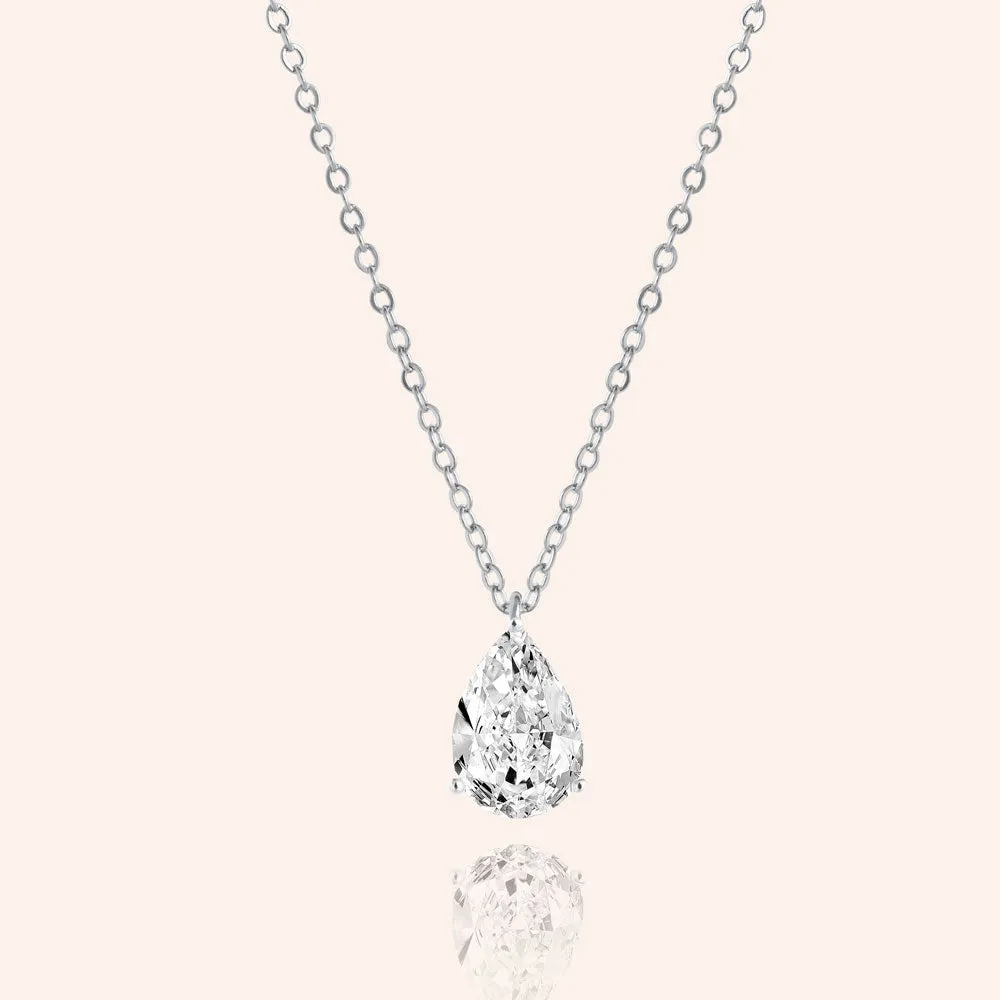 "Signature Shine" 4.2CTW  Pear Cut Solitaire Pendant Necklace