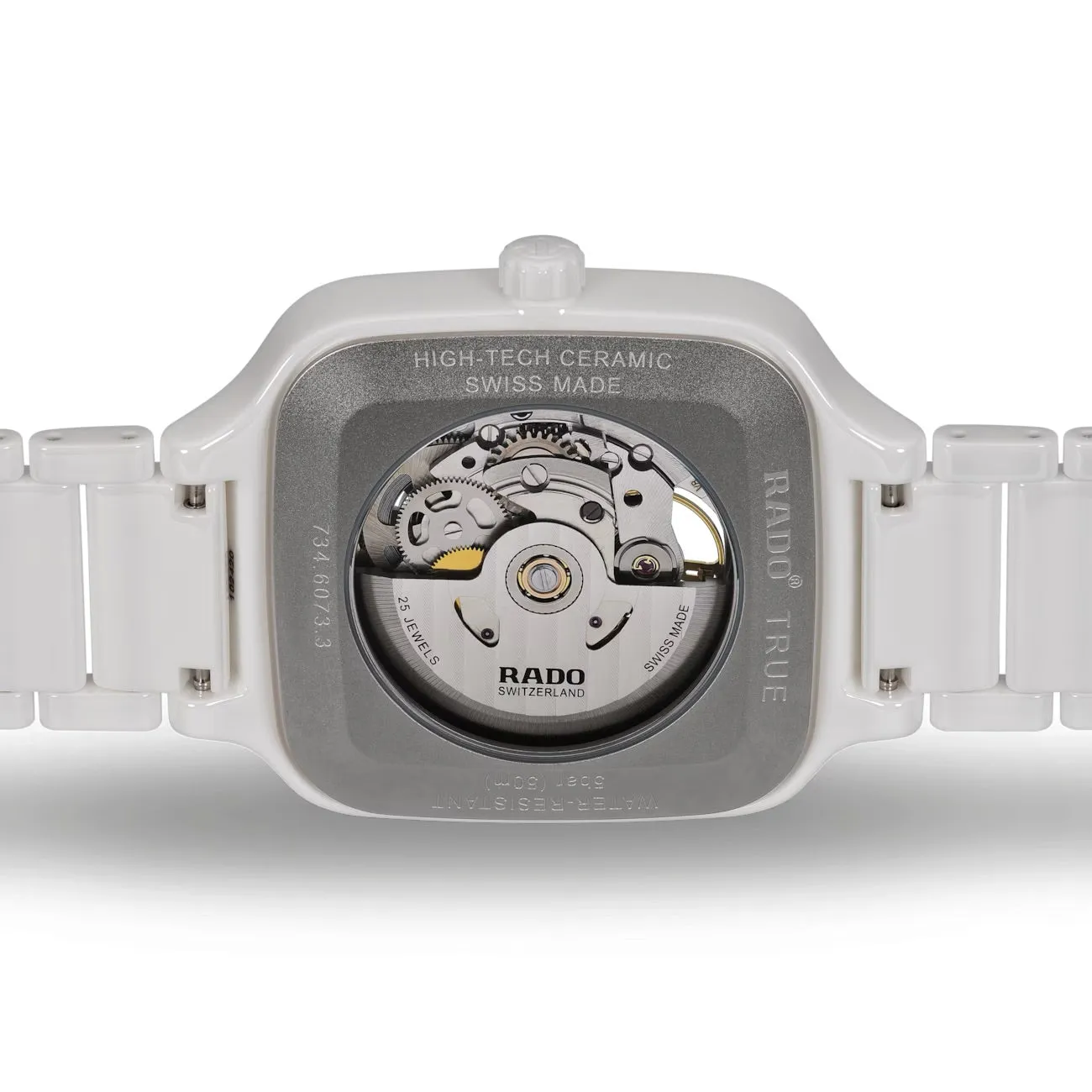 Rado True Square Automatic Open Heart White Ceramic with Diamonds